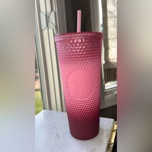Starbucks 2022 Holiday Waxberry Blush Pink Ombre Studded Venti Tumbler